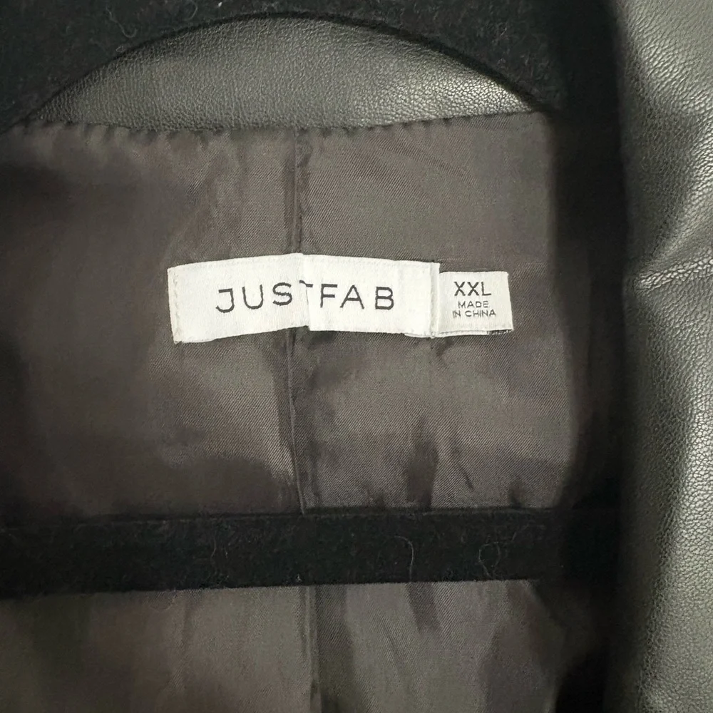 🌹Black Faux Leather Jacket Blazer Sleek JustFab - Picture 4 of 8